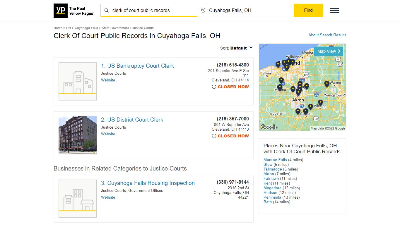Clerk Of Court Public Records in Cuyahoga Falls, OH